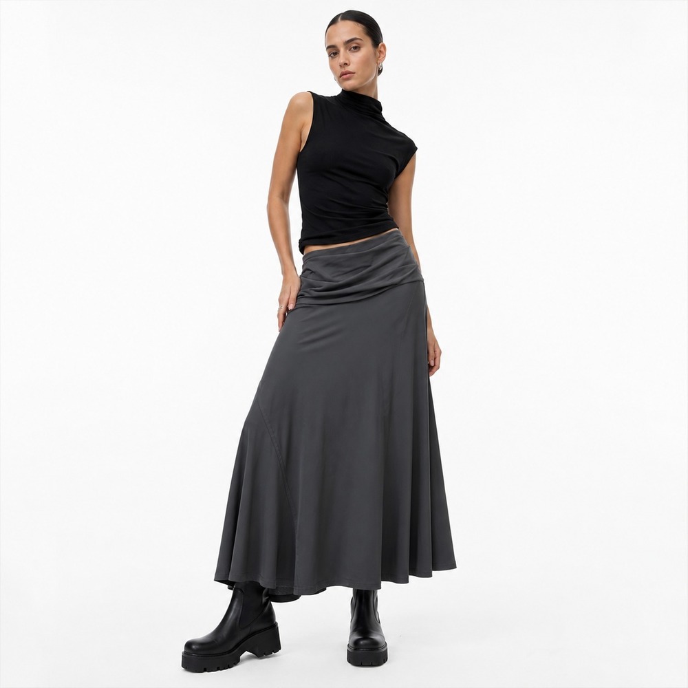 Sarahโ Pacini High Waist Maxi Skirt Womens Small Gray Made in Italy Avant Garde